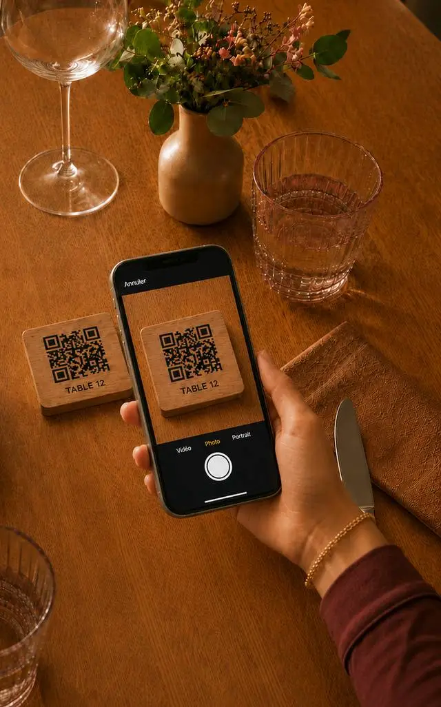 Le client scanne le QR code sur la table